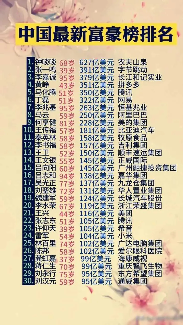 最新中国首富排名，心灵与自然的探索之旅的启示